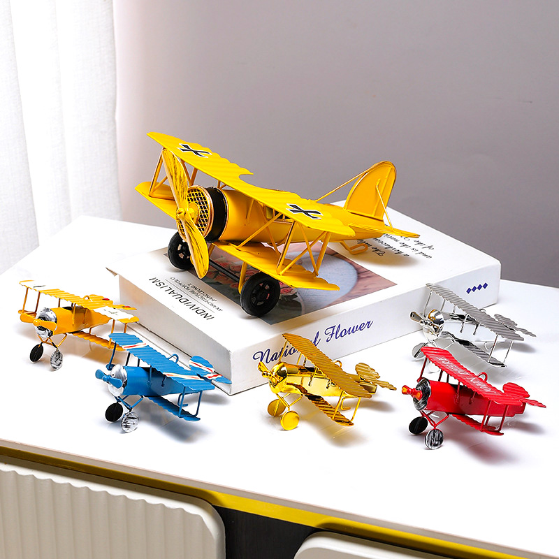Vintage Collectible Ornaments - Modelo de Avião de Metal Vintage,