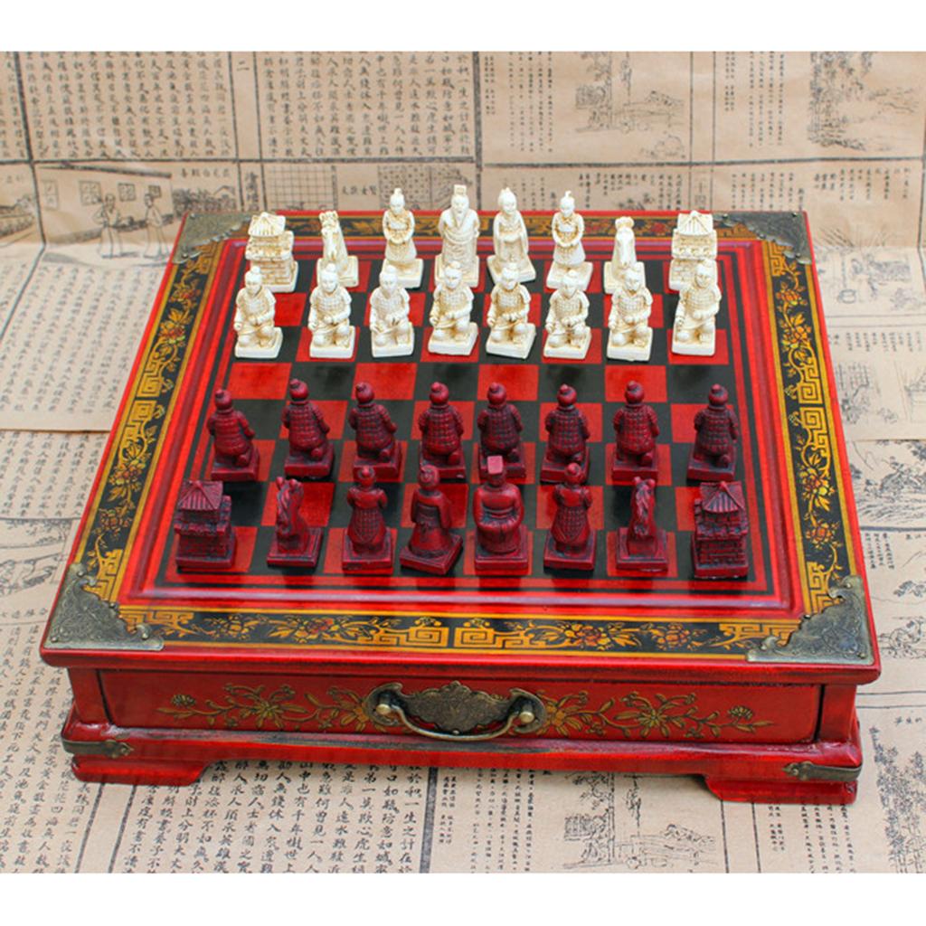 Vintage Collectible Board Games - Conjunto de Xadrez Chinês em Resina,