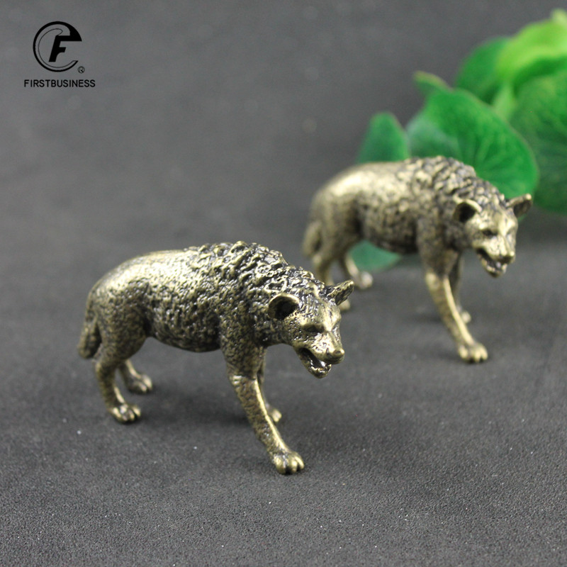 Vintage Collectible Ornaments - Latão estatueta hiena em miniatura escritório