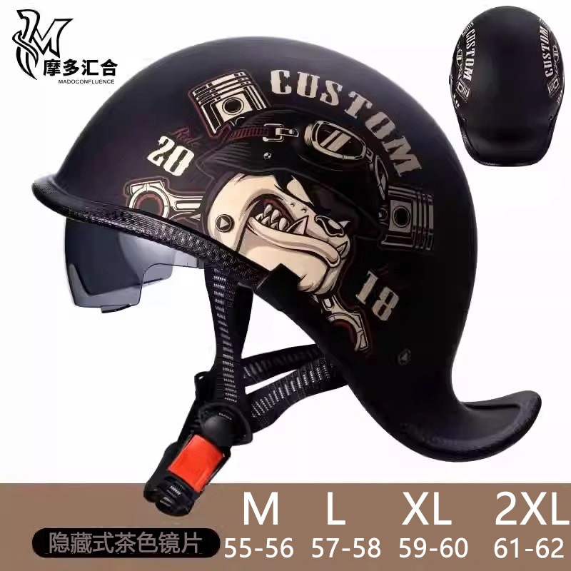 Lens Cap Vintage - Capacetes retrô de motocicleta para homens,