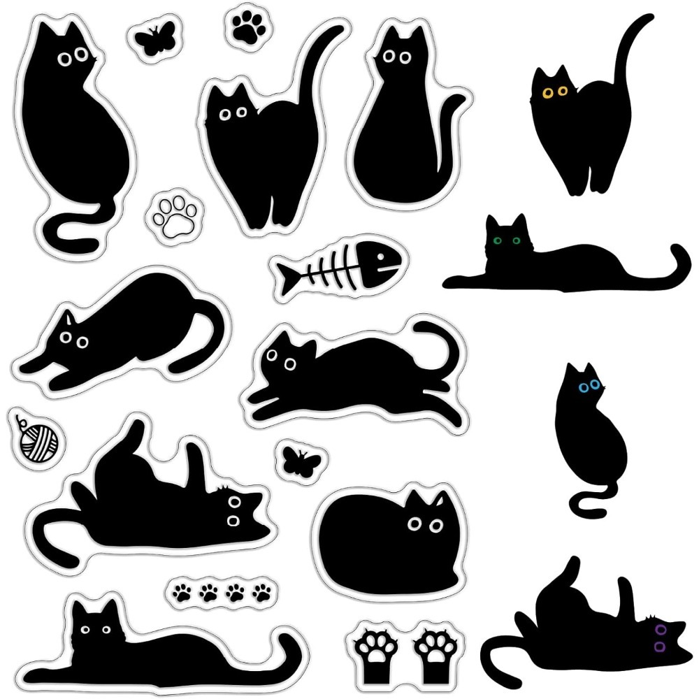 Vintage Collectible Magazines - Selos de borracha transparente de gato