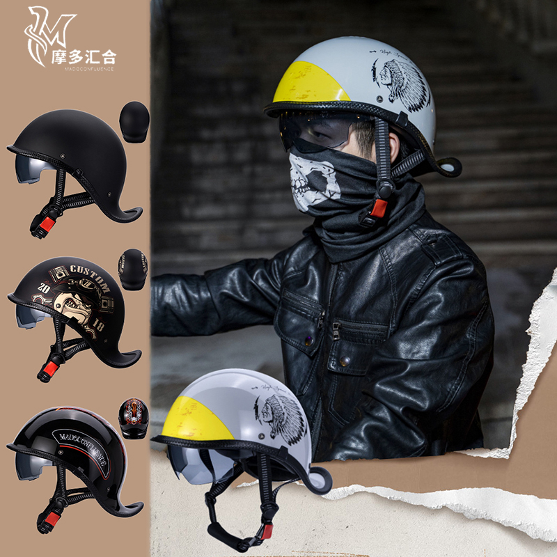 Capacetes retrô de motocicleta - Lens Cap Vintage avaliação e preço